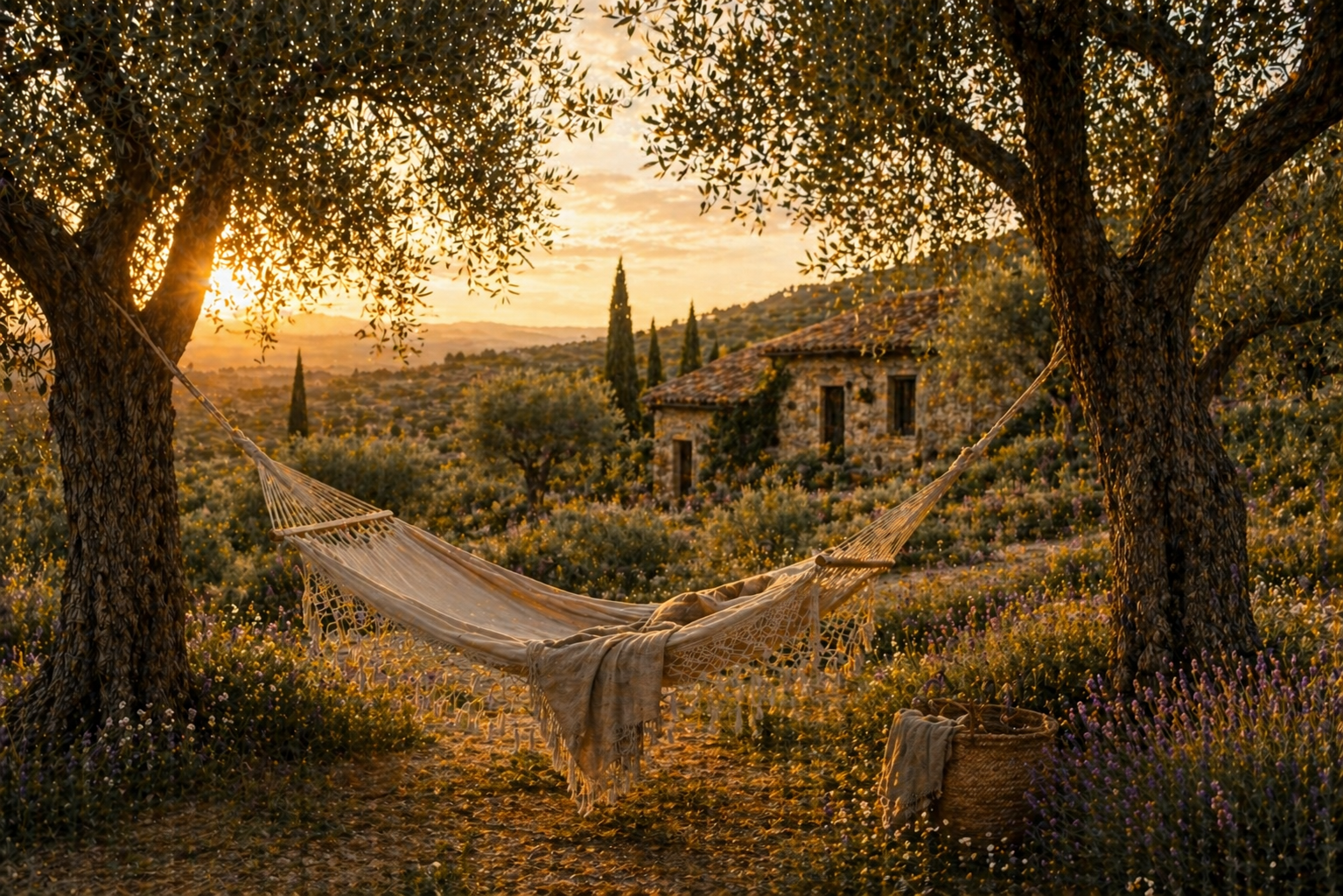 Peaceful hammock under trees